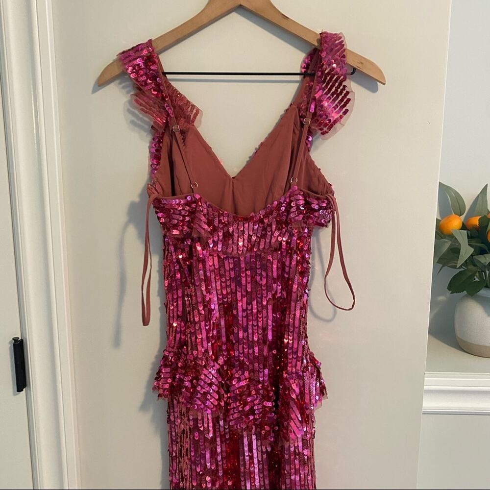 NWT Needle & Thread Berry Raspberry Sequin MIDI Dress 0 - Picture 8 of 12